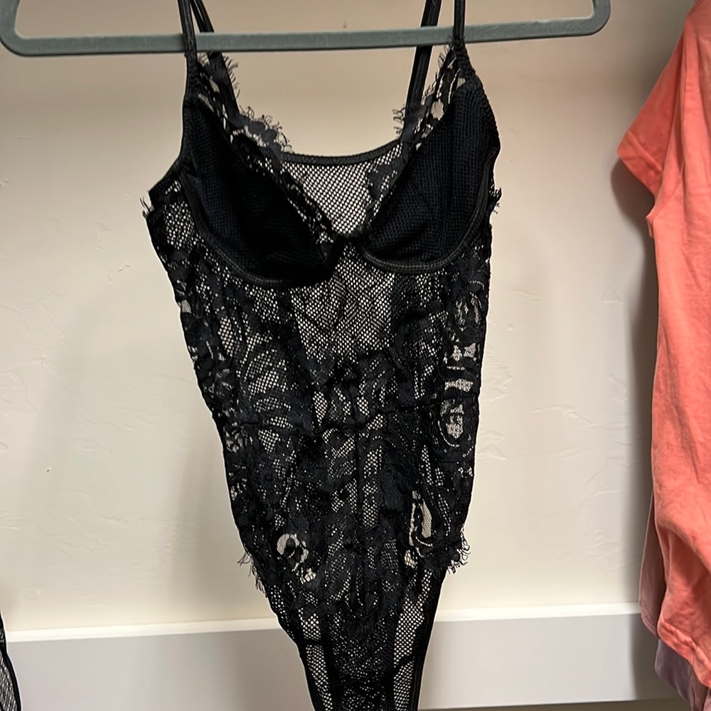 Black lingerie body suit teddy